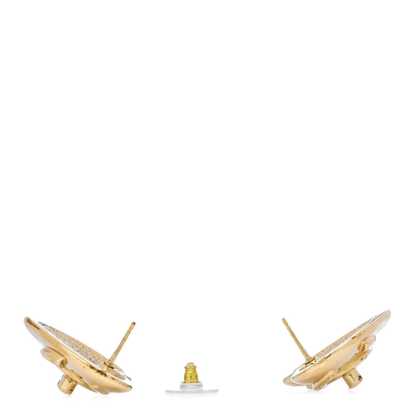 Metal CC Heart Turnlock Earrings Gold