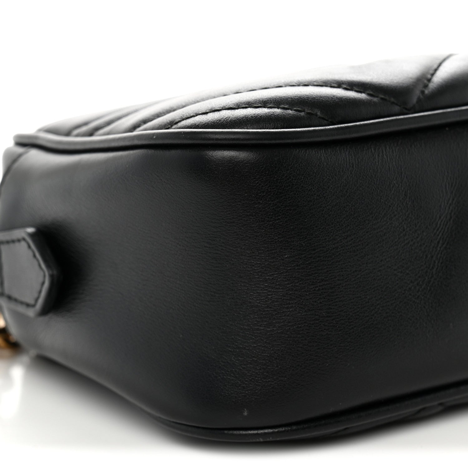 Gucci Calfskin Matelasse Small GG Marmont Chain Shoulder Bag Black 9 of 12