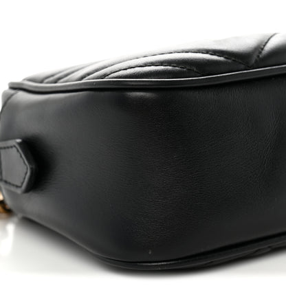 Gucci Calfskin Matelasse Small GG Marmont Chain Shoulder Bag Black 9 of 12