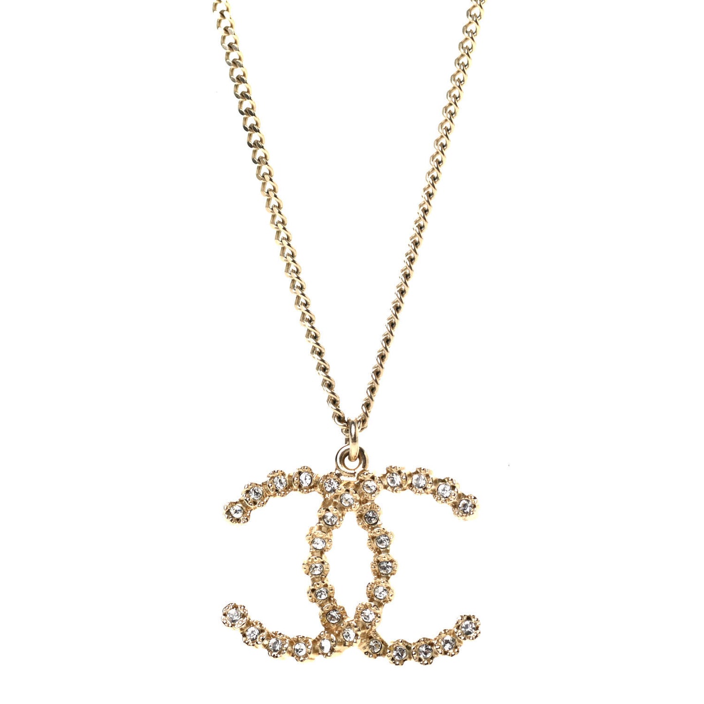Crystal CC Pendant Necklace Gold