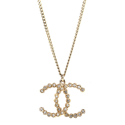 Chanel Crystal CC Pendant Necklace Gold 4 of 5