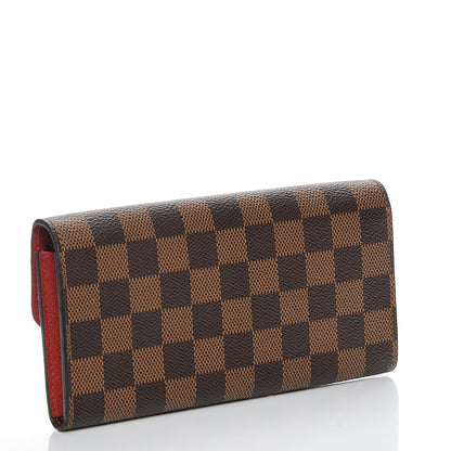 Louis Vuitton Damier Ebene Emilie Wallet Red 3 of 7