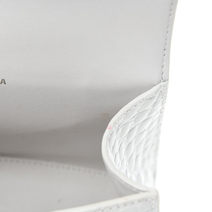 Balenciaga Shiny Calfskin Crocodile Embossed Hourglass Top Handle Bag XS White 8 of 11