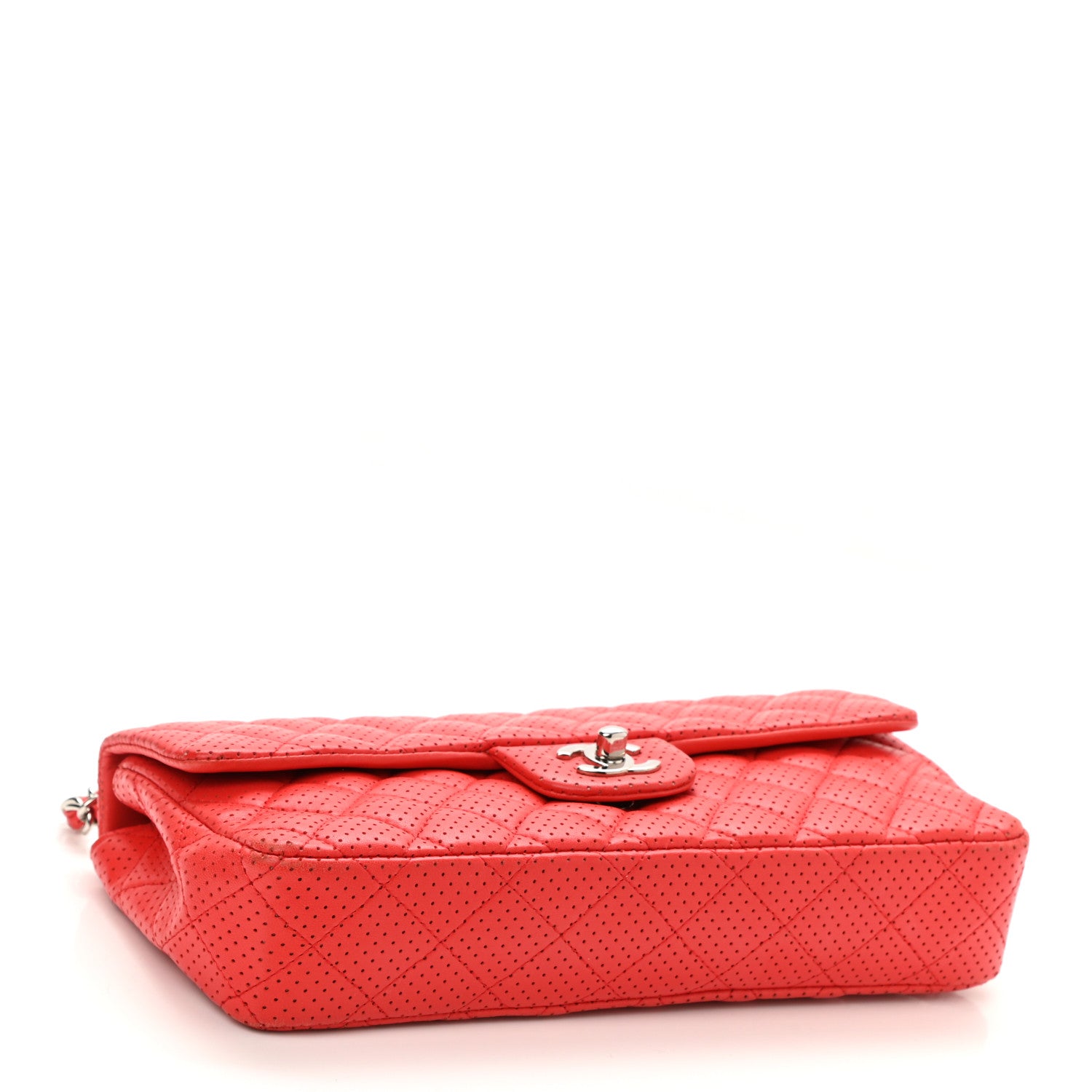 Chanel Lambskin Perforated East West Flap Red 4 of 11
