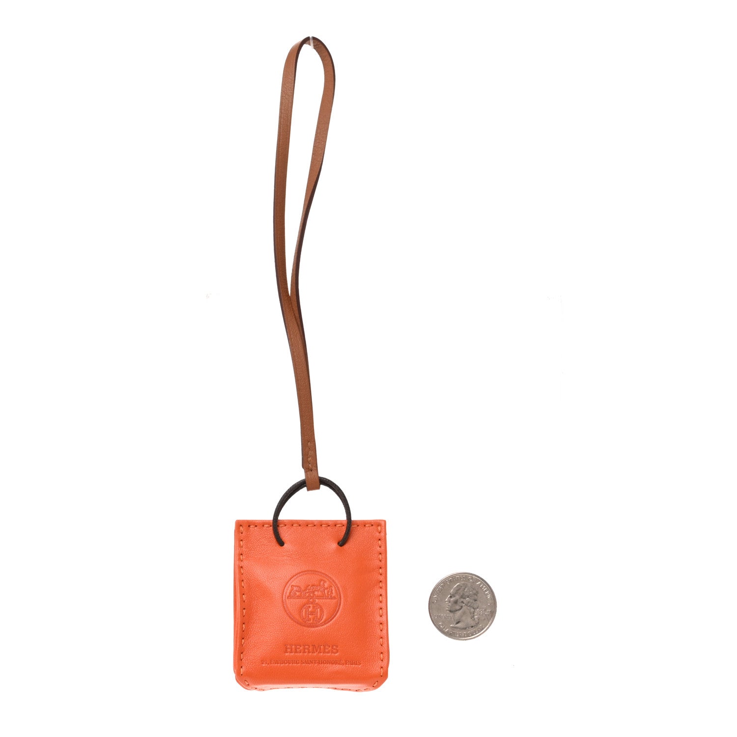 Hermes Milo Lambskin Swift Shopping Bag Charm Feu Gold 2 of 4