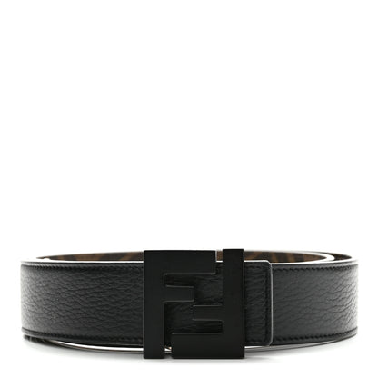 Fendi Cuoio Romano Glazed Fabric Enamel FF 1974 Reversible Belt 100 40 Black 2 of 9