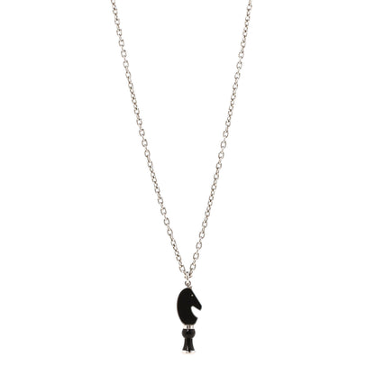 Hermes Lacquered Palladium Cavalier Necklace Black 1 of 4