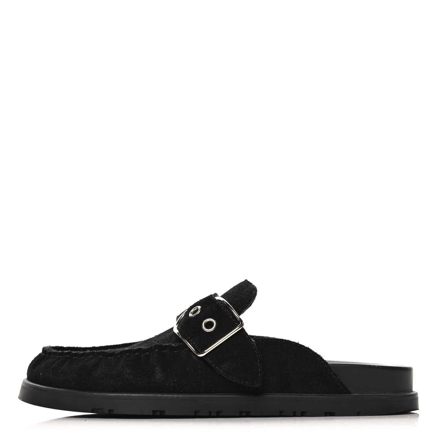 Hermes Suede Calfskin Go Mules 37.5 Black 1 of 9