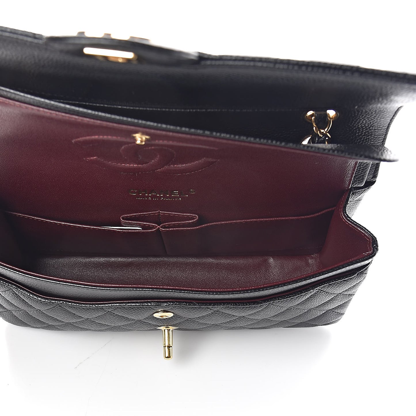 Caviar Quilted Medium Double Flap Black