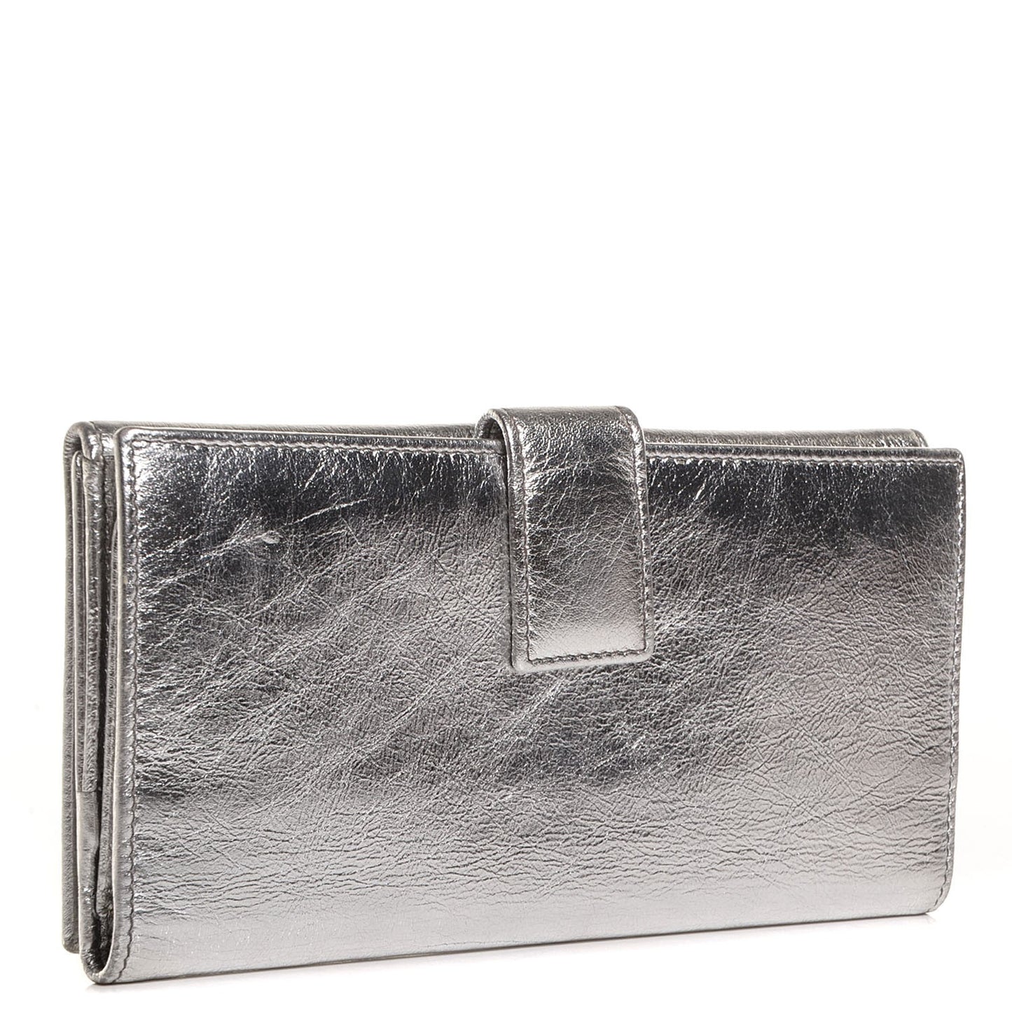 Metallic Leather Belle de Jour Wallet Silver