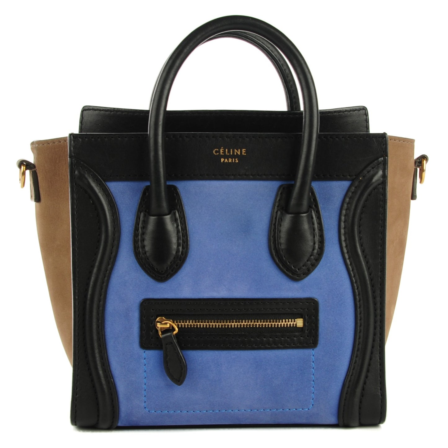 Nubuck Smooth Calfskin Nano Tri-Color Luggage Royal Blue