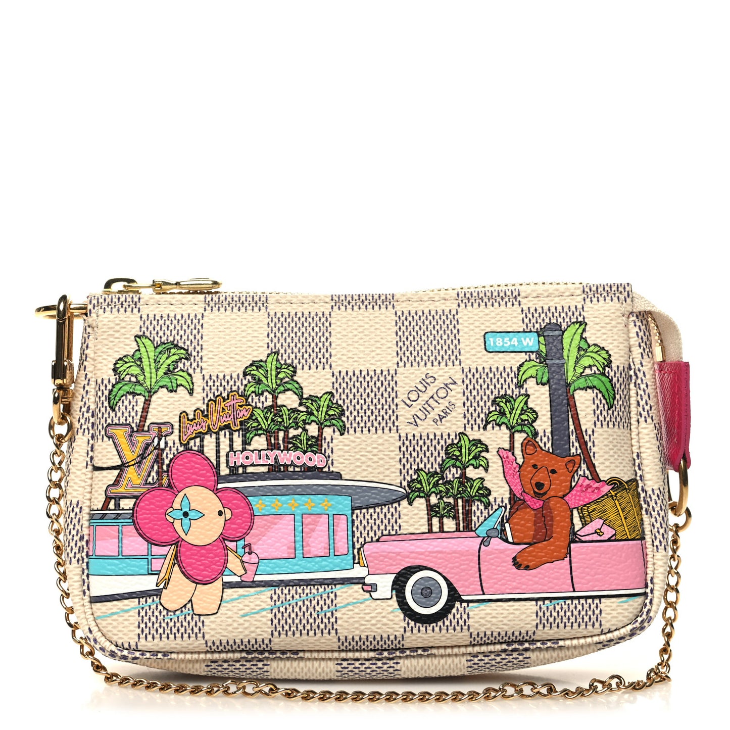 Damier Azur 2021 Christmas Animation Hollywood Mini Pochette Accessories Fuchsia
