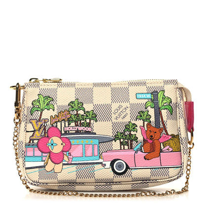 Louis Vuitton Damier Azur 2021 Christmas Animation Hollywood Mini Pochette Accessories Fuchsia 1 of 11