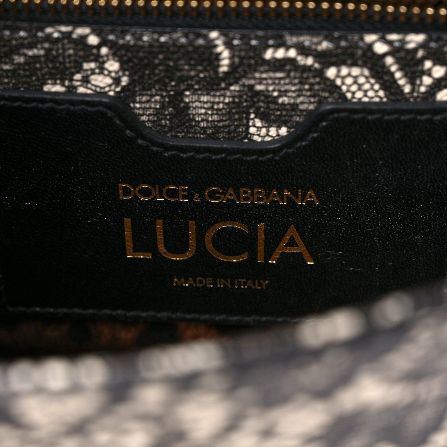 Dolce & Gabbana Lace Printed Calfskin Lucia Top Handle Bag Black 6 of 9