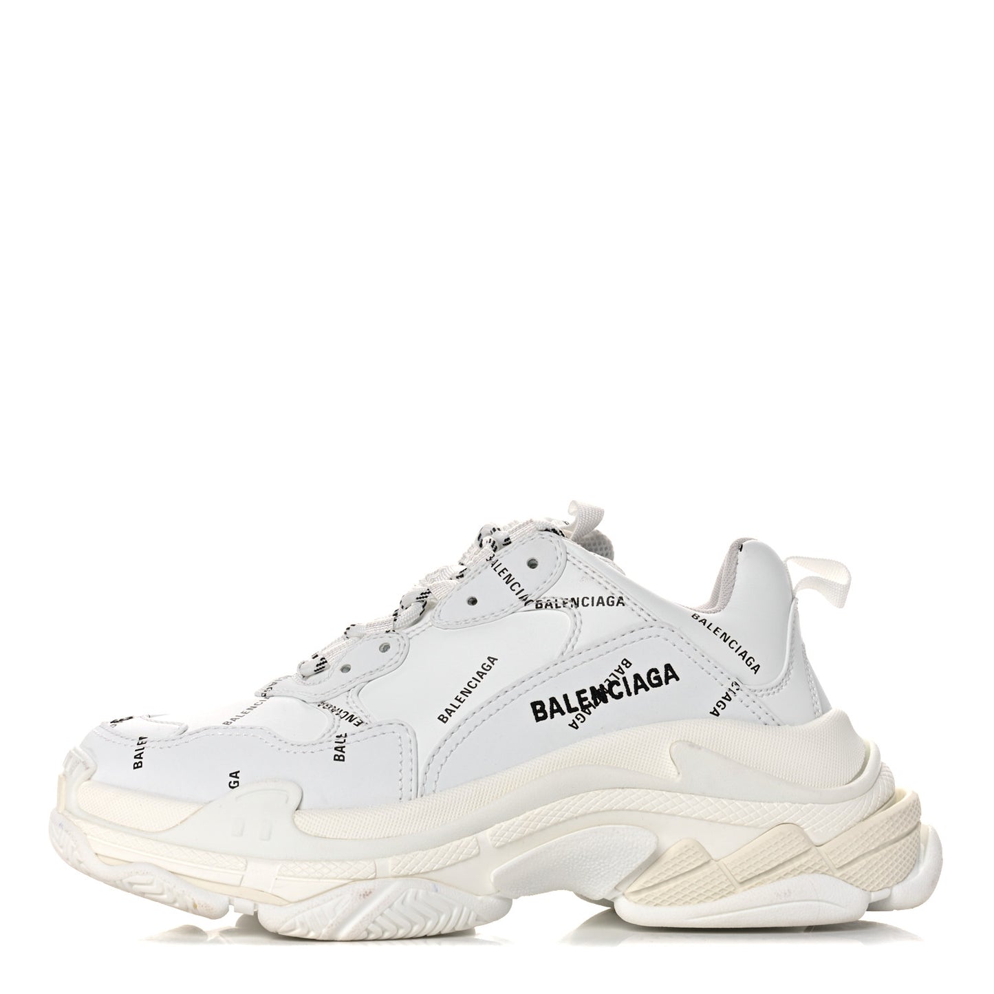 Technical Fabric Allover Logo Mens Triple S Sneakers 39 White Black