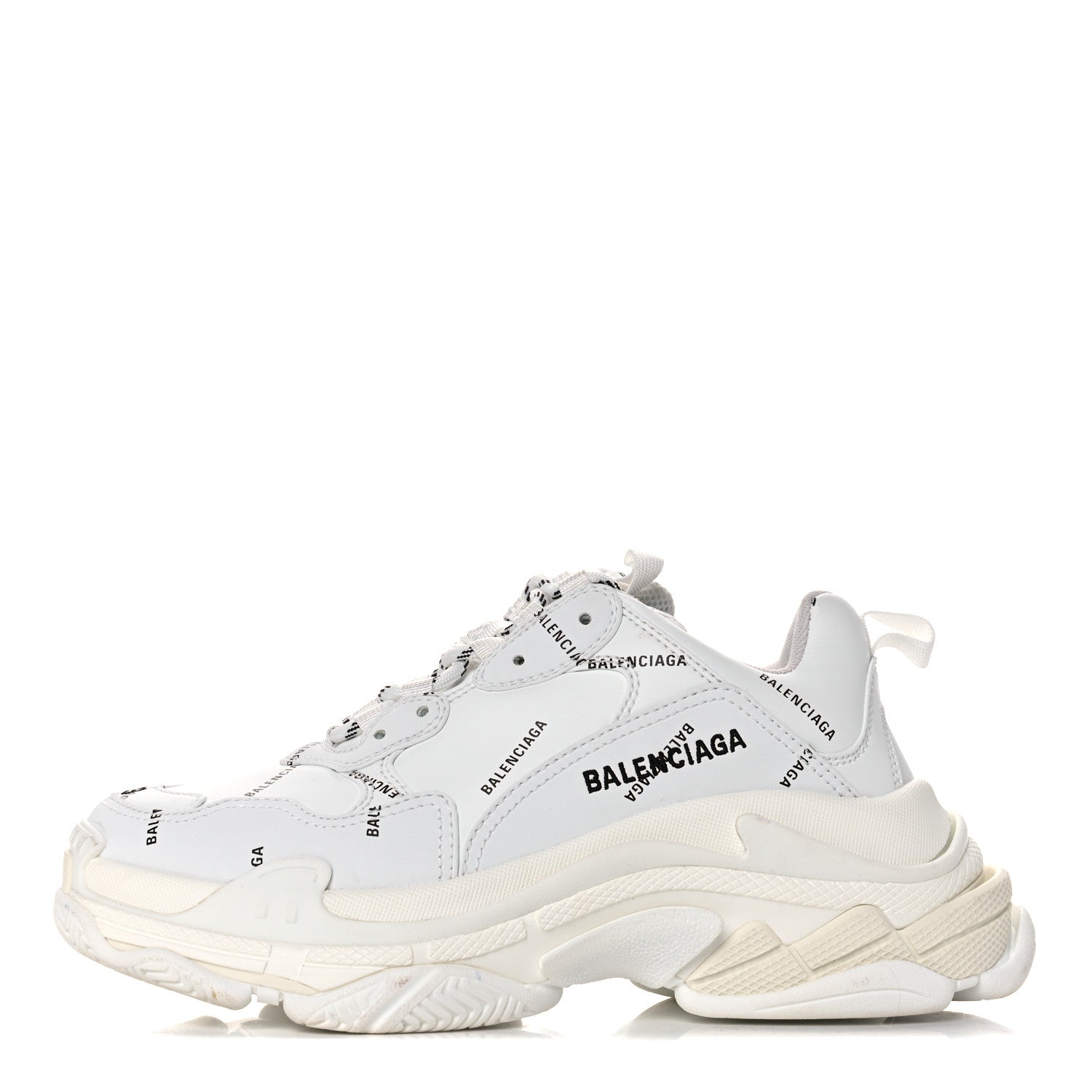 Balenciaga Technical Fabric Allover Logo Mens Triple S Sneakers 39 White Black 1 of 7