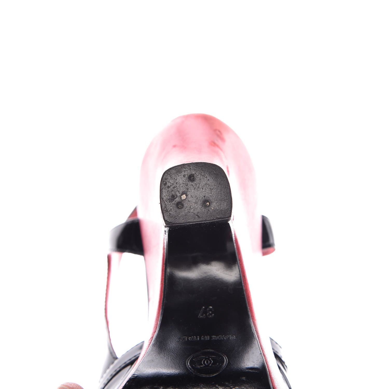 Chanel Patent Wedge Sandals 37 Black Red 12 of 19