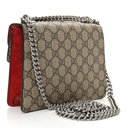 Gucci GG Supreme Monogram Suede Mini Dionysus Shoulder Bag Beige Ebony Vulcanic Red 3 of 10