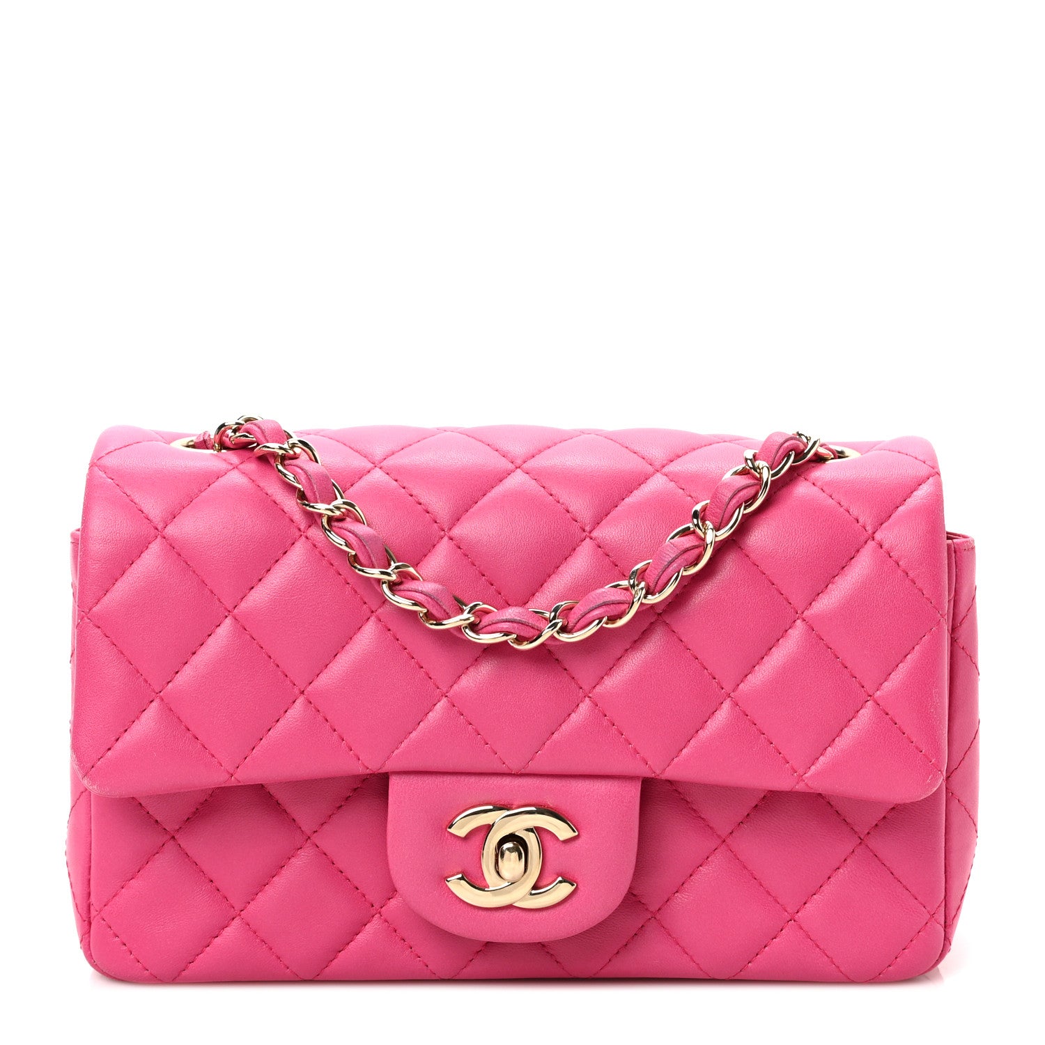 Chanel Lambskin Quilted Mini Rectangular Flap Fuchsia 1 of 10