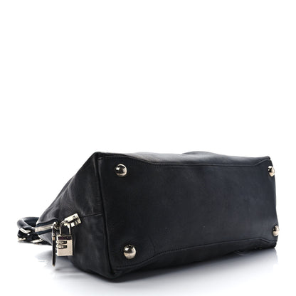 Prada Soft Calf Pleated Tote Black 3 of 9