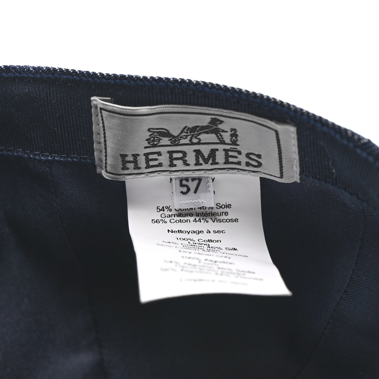 Hermes Denim Embroidered Davis Emile Hat 57 Indigo 8 of 8