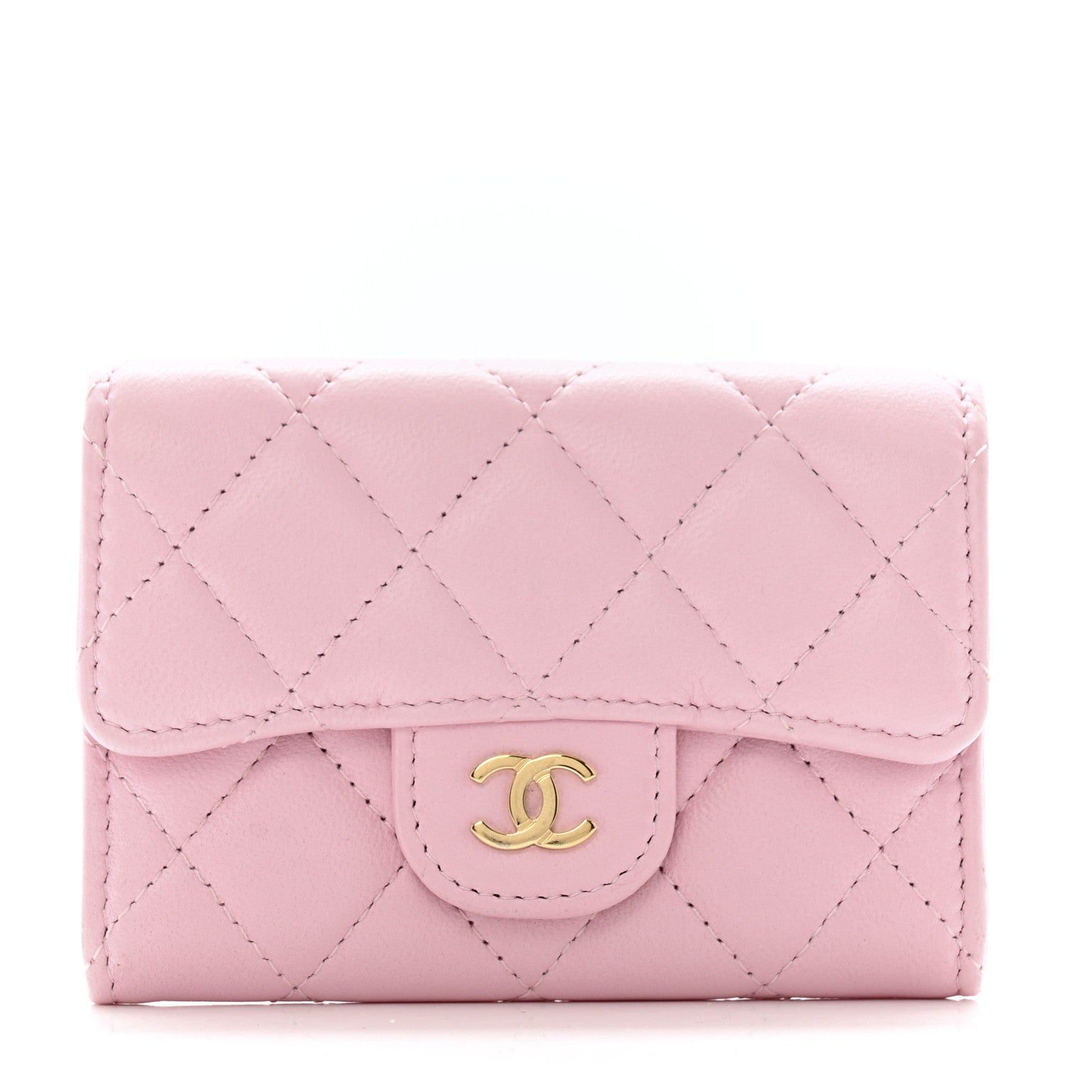Chanel Lambskin Quilted Flap Card Holder Wallet Light Pink 1 of 13