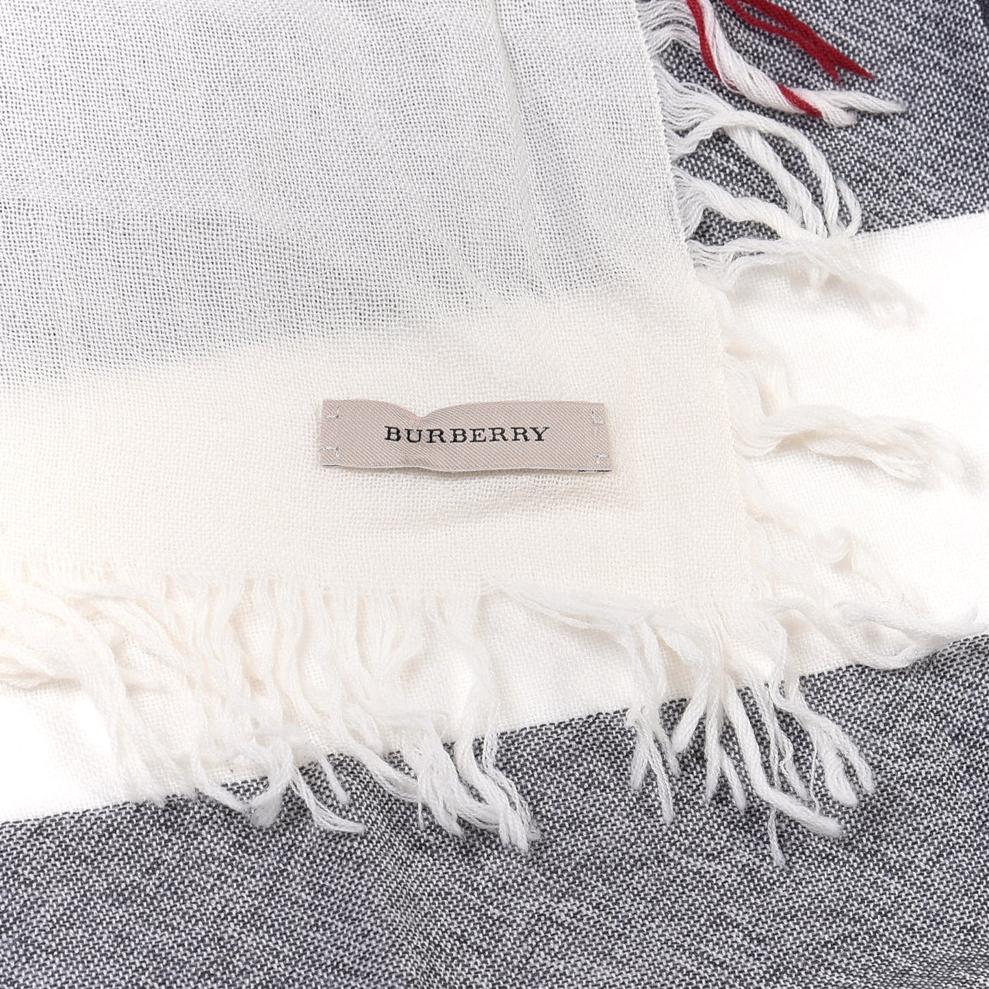 Merino Wool House Check Square Scarf Ivory