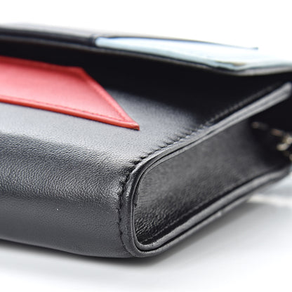 Chanel Lambskin Airlines Wallet On Chain WOC Blue Black Red 13 of 13