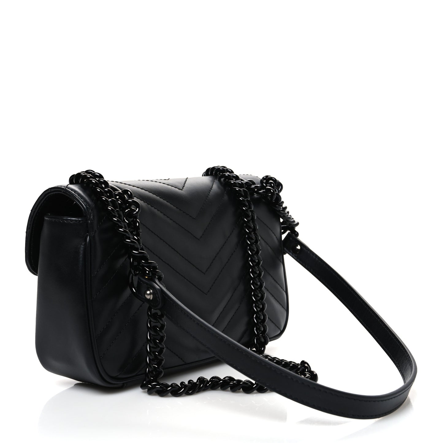Calfskin Matelasse Monochrome Mini GG Marmont Shoulder Bag Black