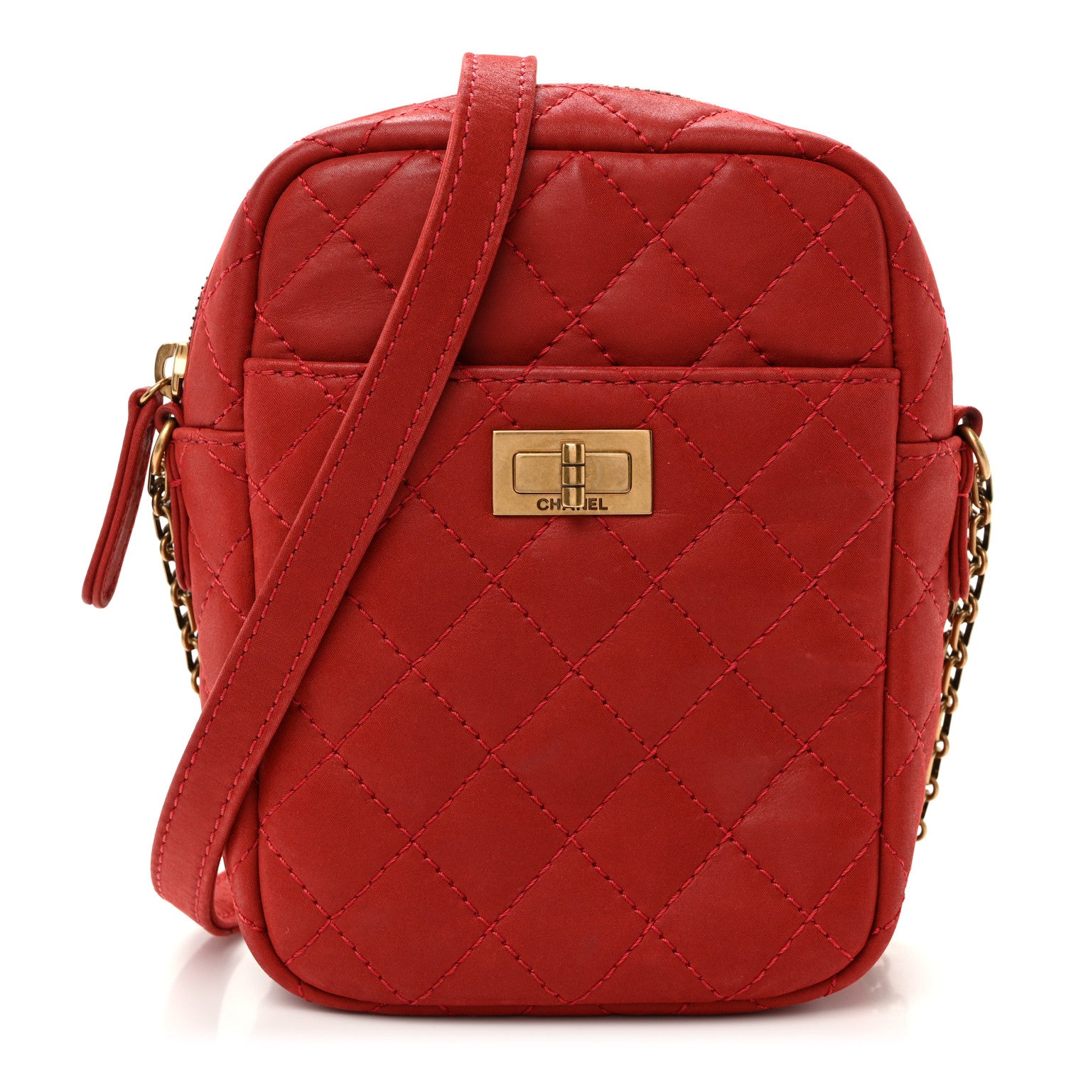 Chanel Iridescent Calfskin Quilted Reissue Camera Case Red 1 of 11