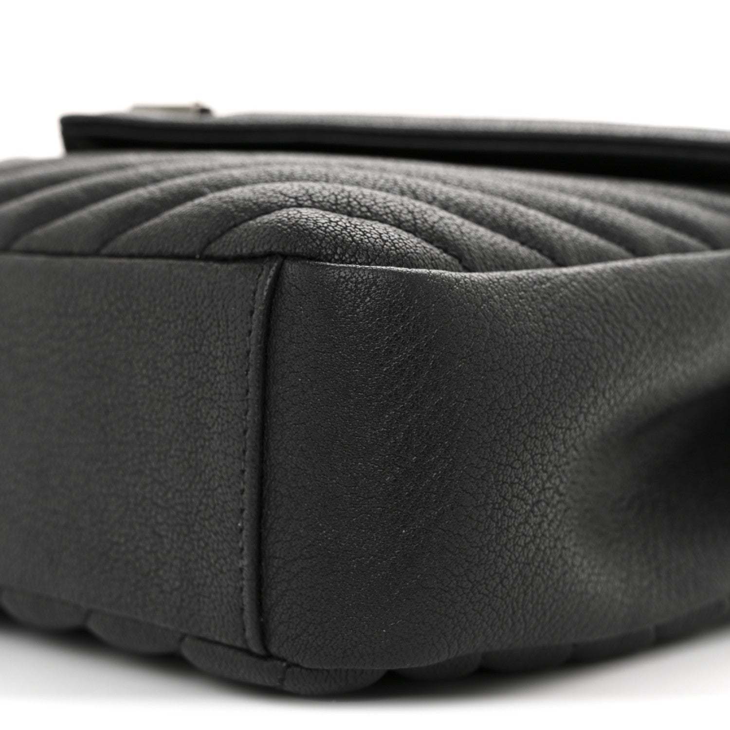 Saint Laurent Sheepskin Matelasse Chevron Monogram Medium College Bag Black 10 of 10
