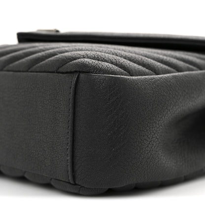 Saint Laurent Sheepskin Matelasse Chevron Monogram Medium College Bag Black 10 of 10
