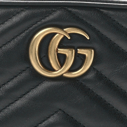 Gucci Calfskin Matelasse Mini GG Marmont Chain Shoulder Bag Black 9 of 12