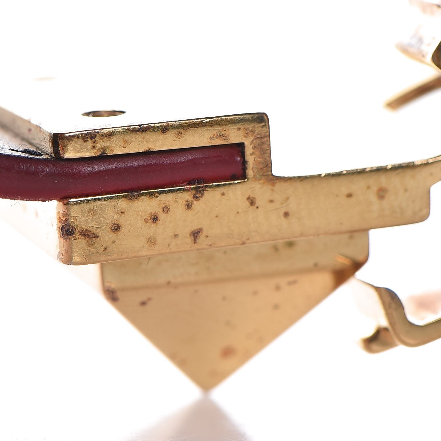 Saint Laurent Calfskin Pyramid Stud Bracelet Red Gold 12 of 16