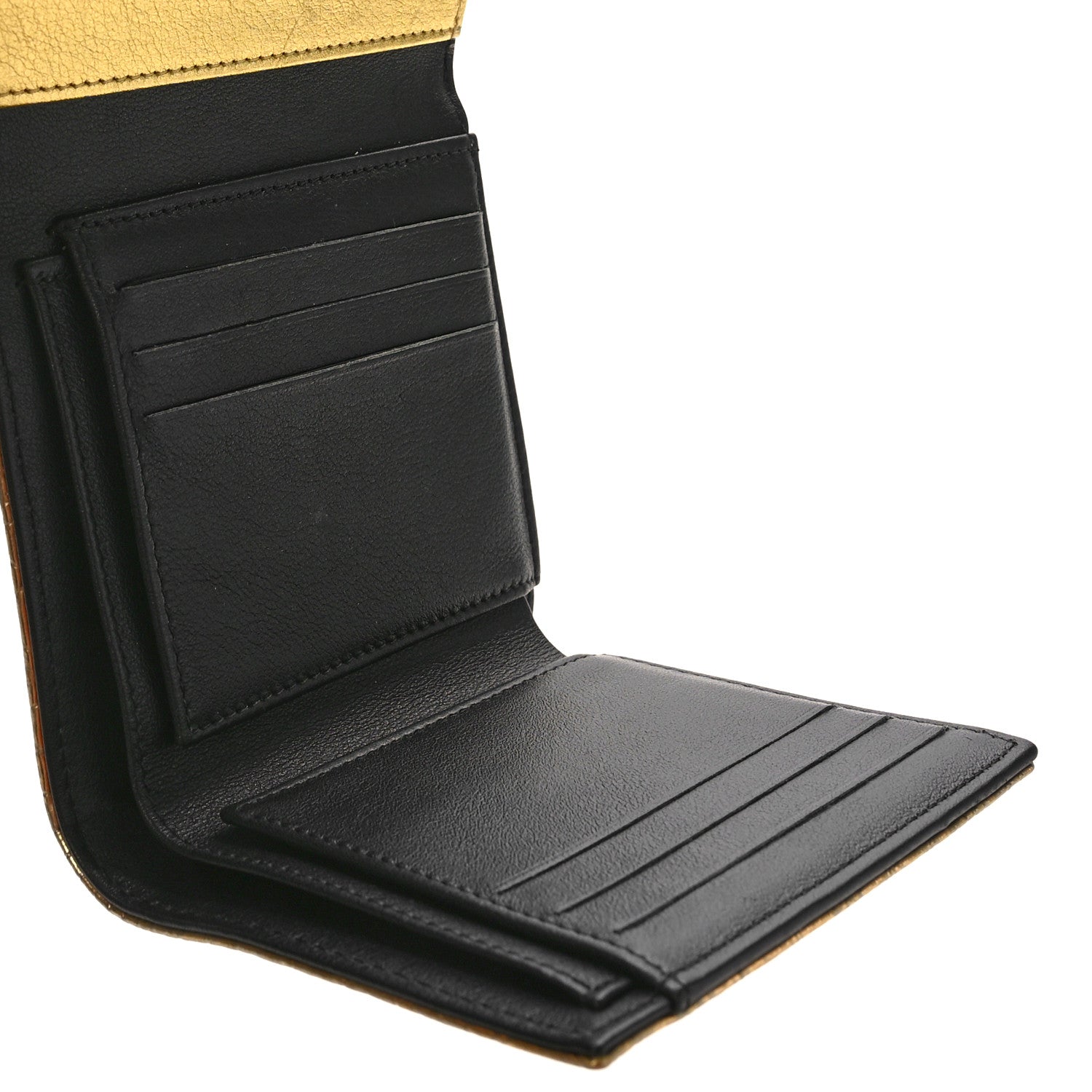 Chanel Metallic Calfskin Crocodile Embossed Cocodile Compact Flap Wallet Gold 5 of 10