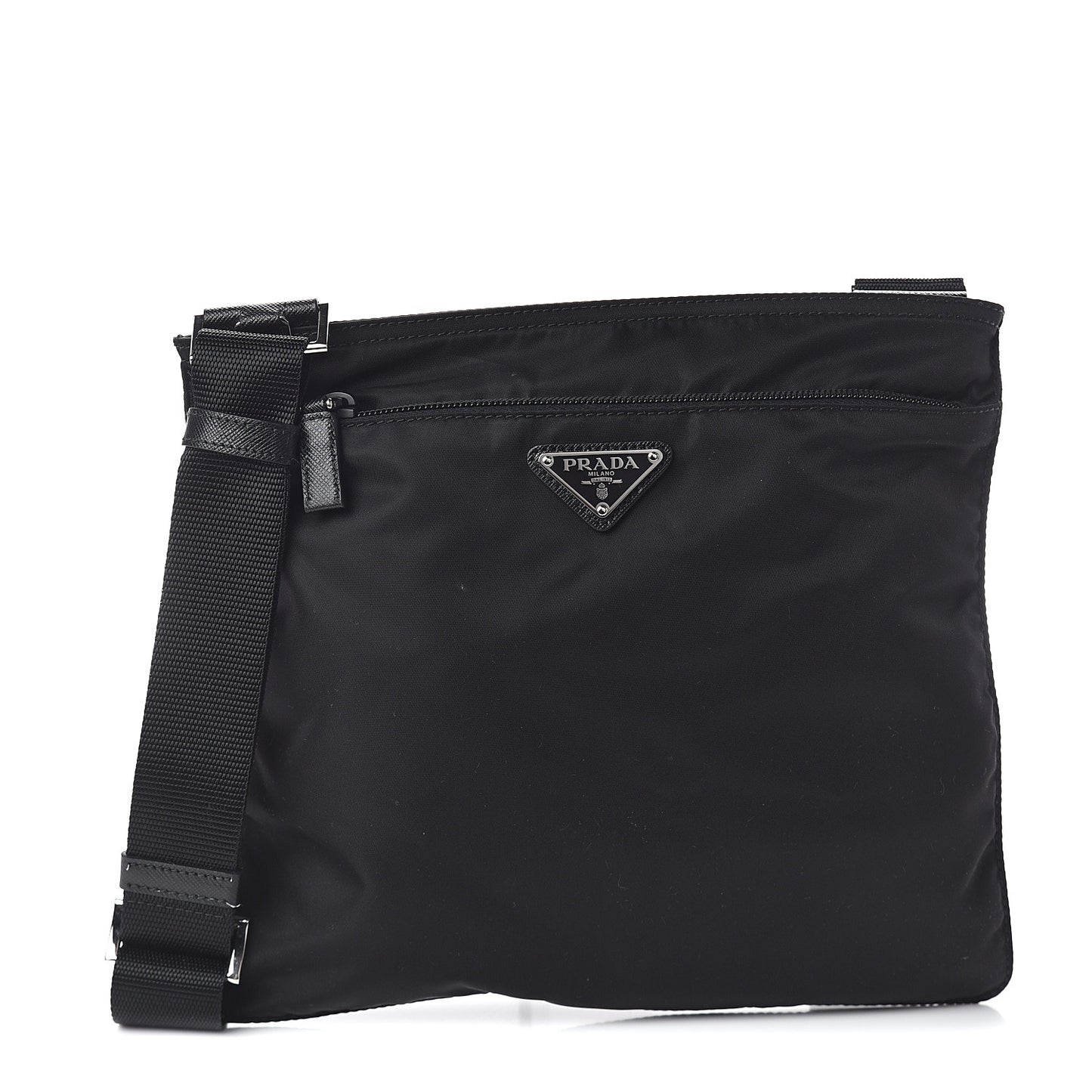 Nylon Vela Flat Messenger Bag Black