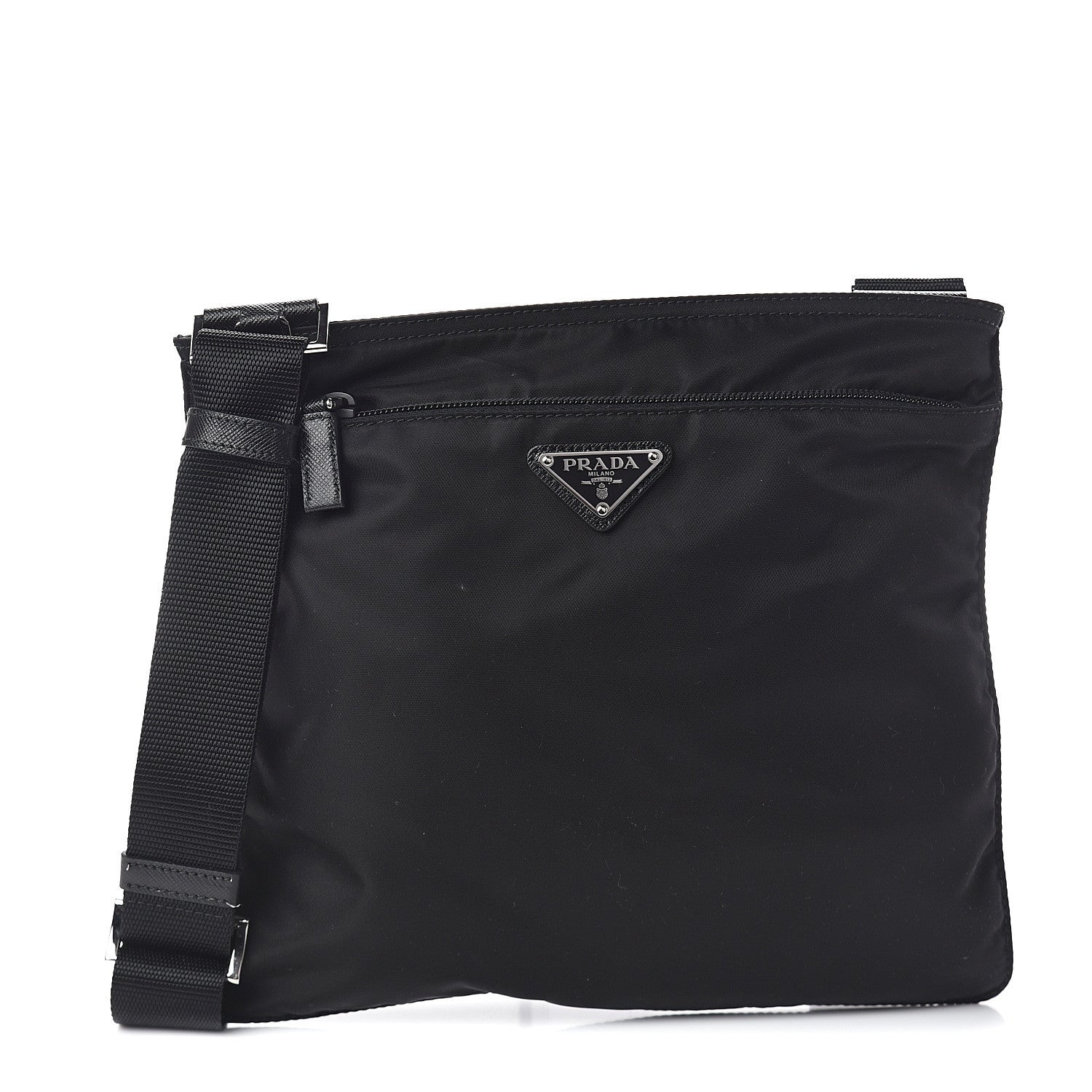 Prada Nylon Vela Flat Messenger Bag Black 1 of 8
