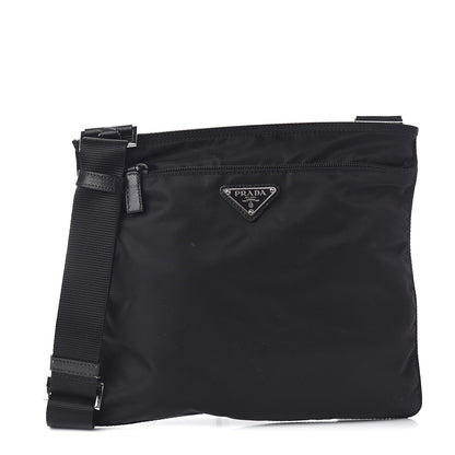 Prada Nylon Vela Flat Messenger Bag Black 1 of 8