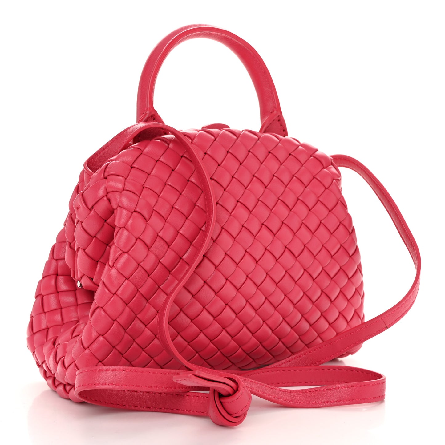 Nappa Intreccio Mini Padded Handle Bag Cranberry Pink