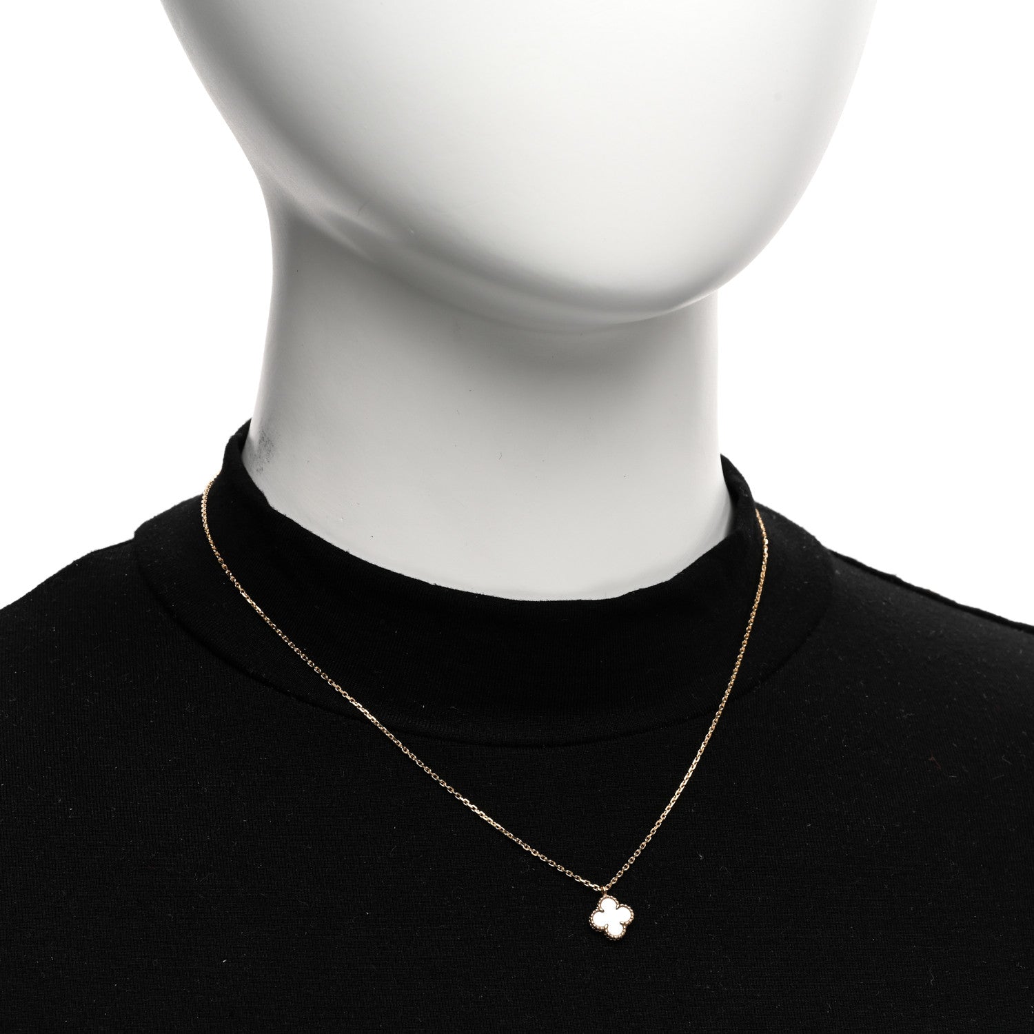 Van Cleef & Arpels 18K Yellow Gold Mother of Pearl Sweet Alhambra Pendant Necklace 2 of 6