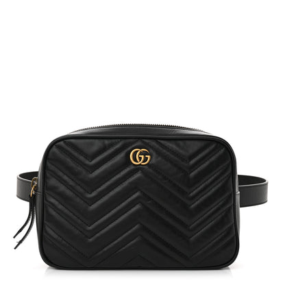 Gucci Calfskin Matelasse Mens GG Marmont Belt Bag 80 32 Black 1 of 14