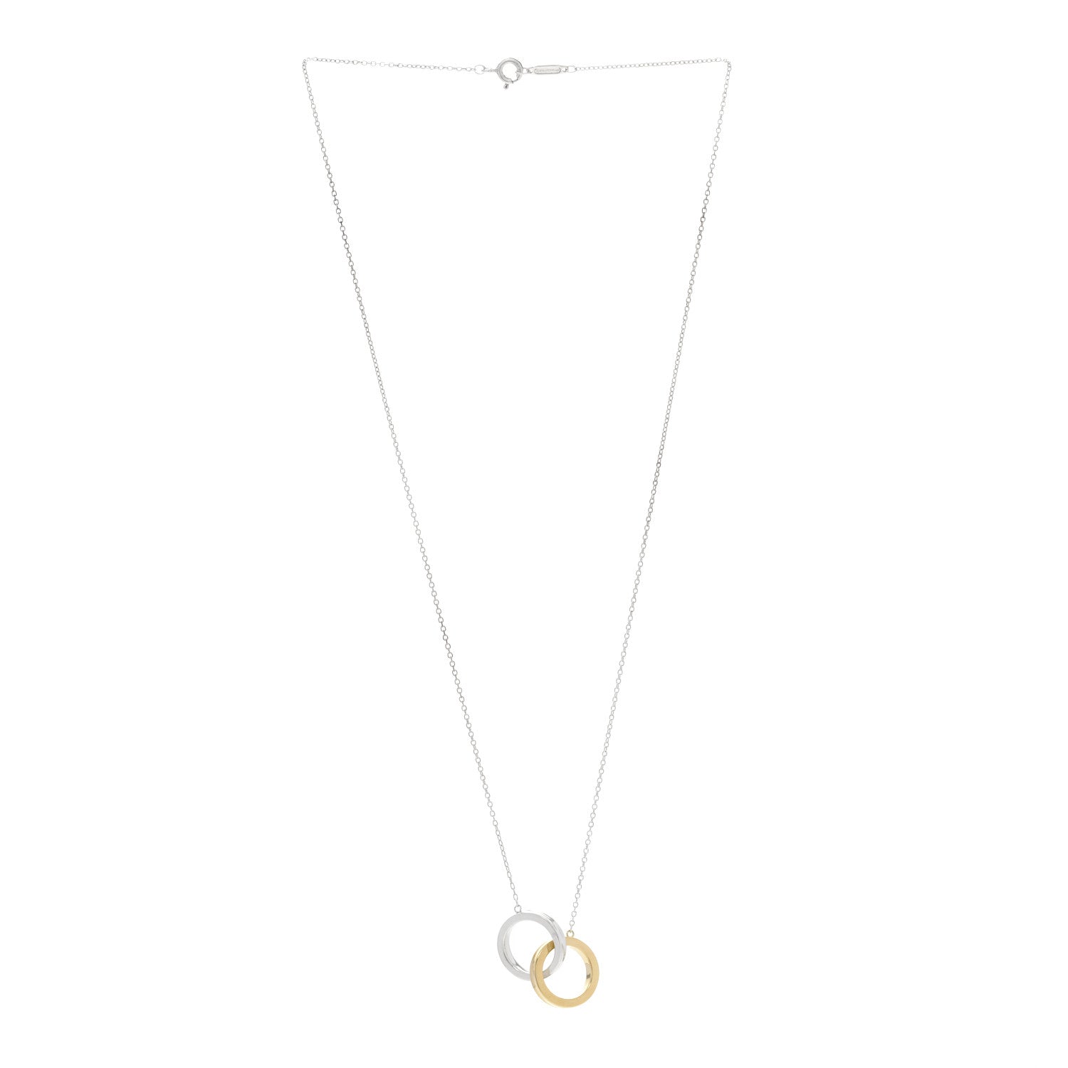 Tiffany Sterling Silver 18K Yellow Gold 1837 Interlocking Circles Pendant Necklace 3 of 5