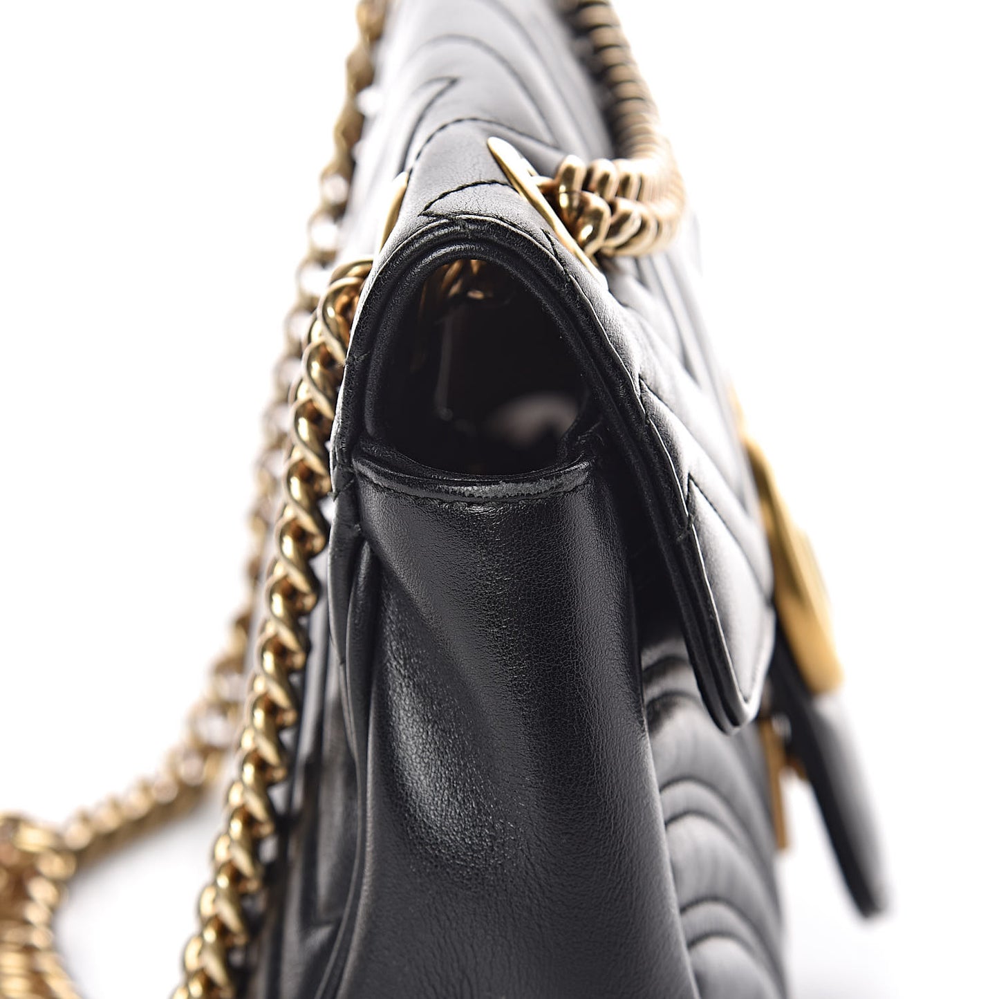 Calfskin Matelasse Small GG Marmont Shoulder Bag Black