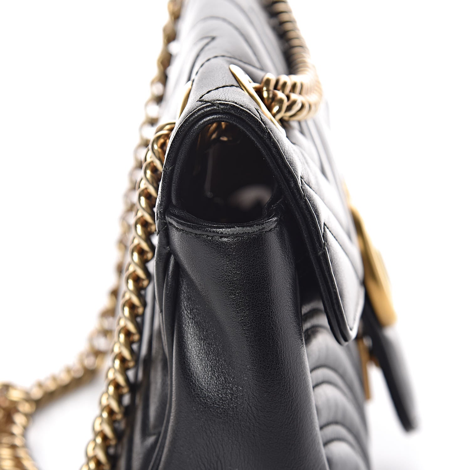 Gucci Calfskin Matelasse Small GG Marmont Shoulder Bag Black 14 of 16
