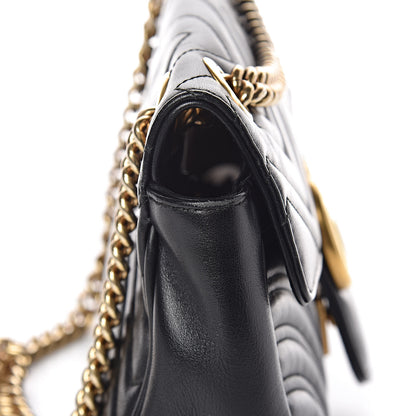 Gucci Calfskin Matelasse Small GG Marmont Shoulder Bag Black 14 of 16