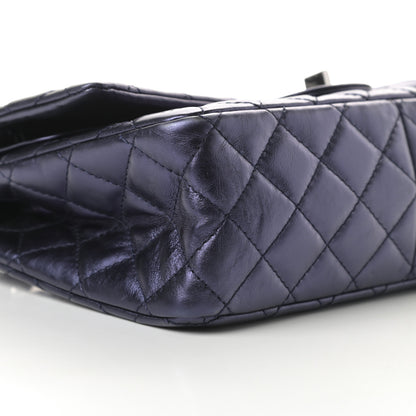 Chanel Metallic Aged Calfskin Quilted 2.55 Reissue 226 Flap Dark Navy Blue 9 of 12