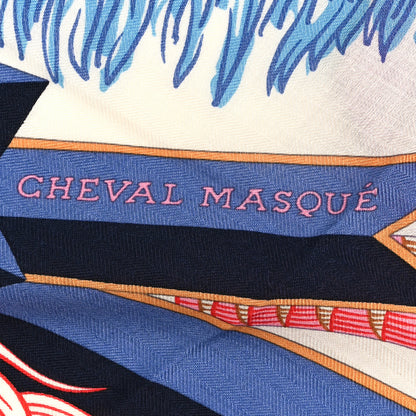 Hermes Cashmere Silk Cheval Masque Shawl 140 Fuchsia White Multicolor 5 of 5