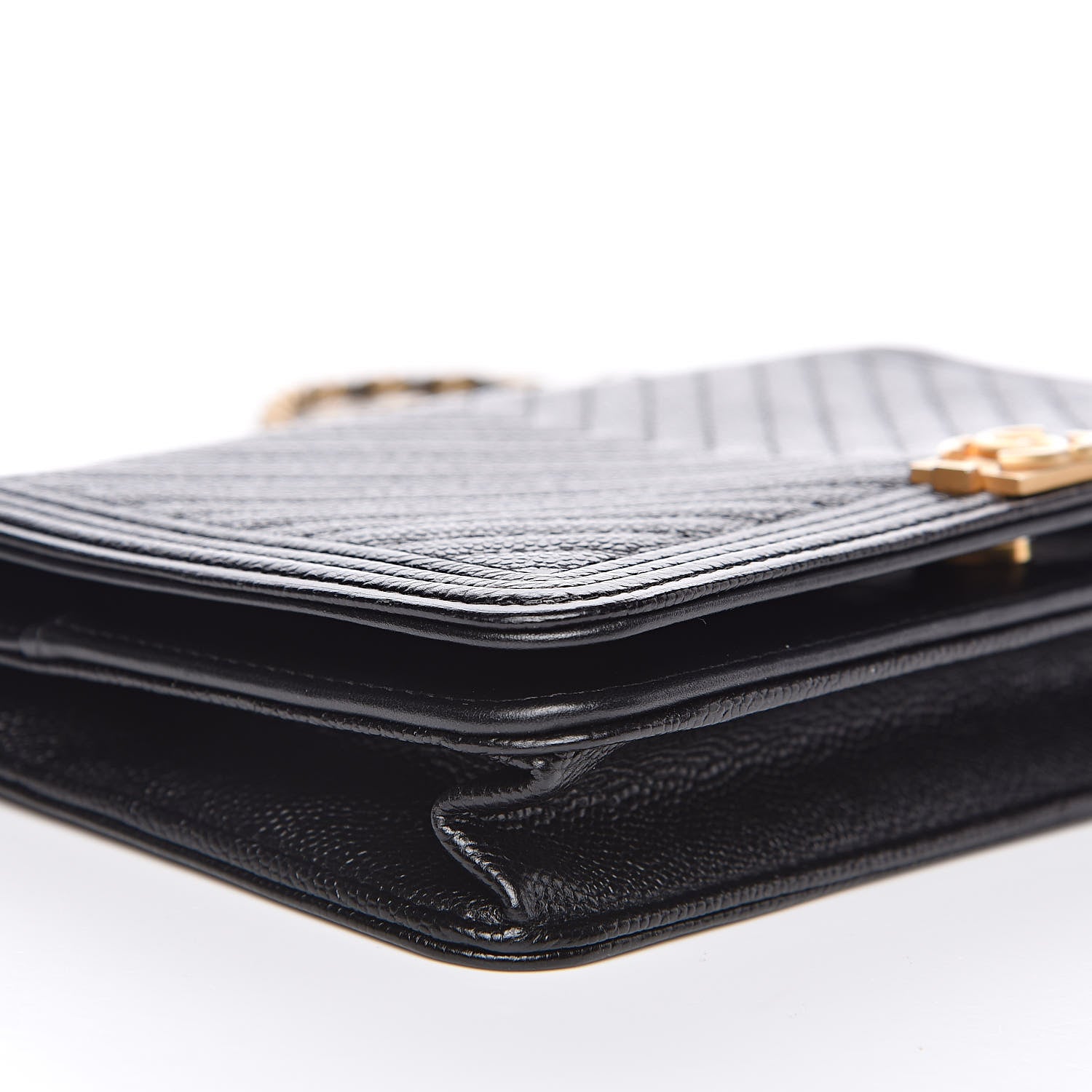 Chanel Caviar Chevron Quilted Boy Wallet On Chain WOC Black 9 of 13
