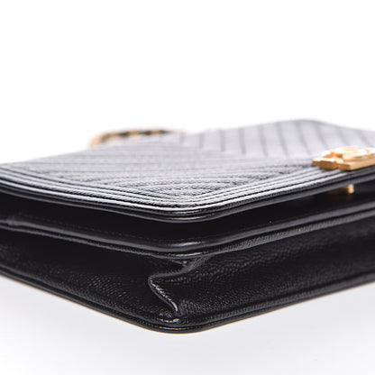 Chanel Caviar Chevron Quilted Boy Wallet On Chain WOC Black 9 of 13