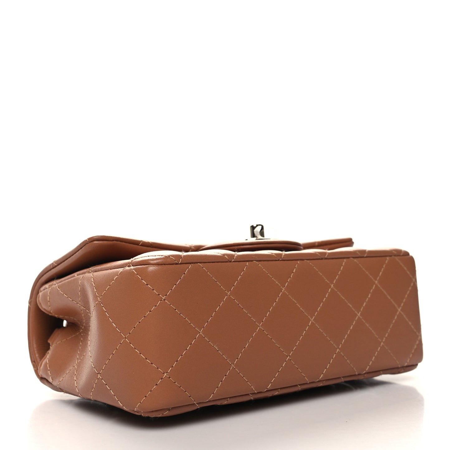 Lambskin Quilted Mini Rectangular Flap Brown